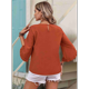 thumbnail image 5 of Top de Encaje con Cuello Redondo y Mangas Cuartos Irregulares, Talla XL, Color Naranja, 5 of 8