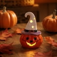 thumbnail image 2 of Clearance! Halloween Witch Hat Ceramic Light Up Pumpkin Figurine LED Night Light Candle Style Glowing Pumpkin Statue Tabletop Decor for Fall Thanksgiving Home Display Ornament, 2 of 5