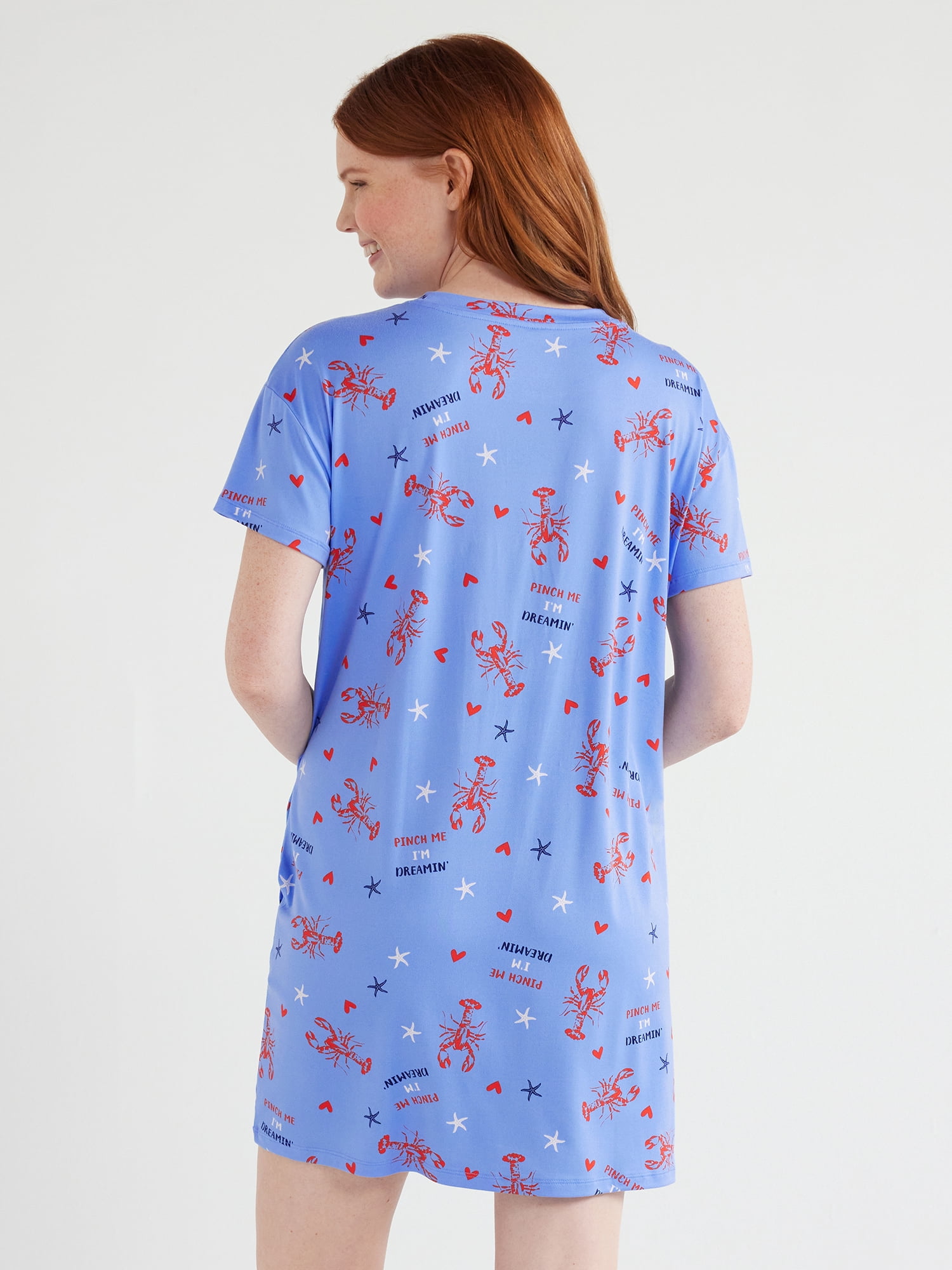 Joyspun Women's Short Sleeve Sleep Shirt with Pockets, Sizes S/M to 2X/3X