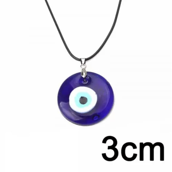 GKNET Turkish Hamsa Blue Evil Eye Glass Pendant Necklace Charm Women Men Delicate Jewelry Gift-1-Round Resin