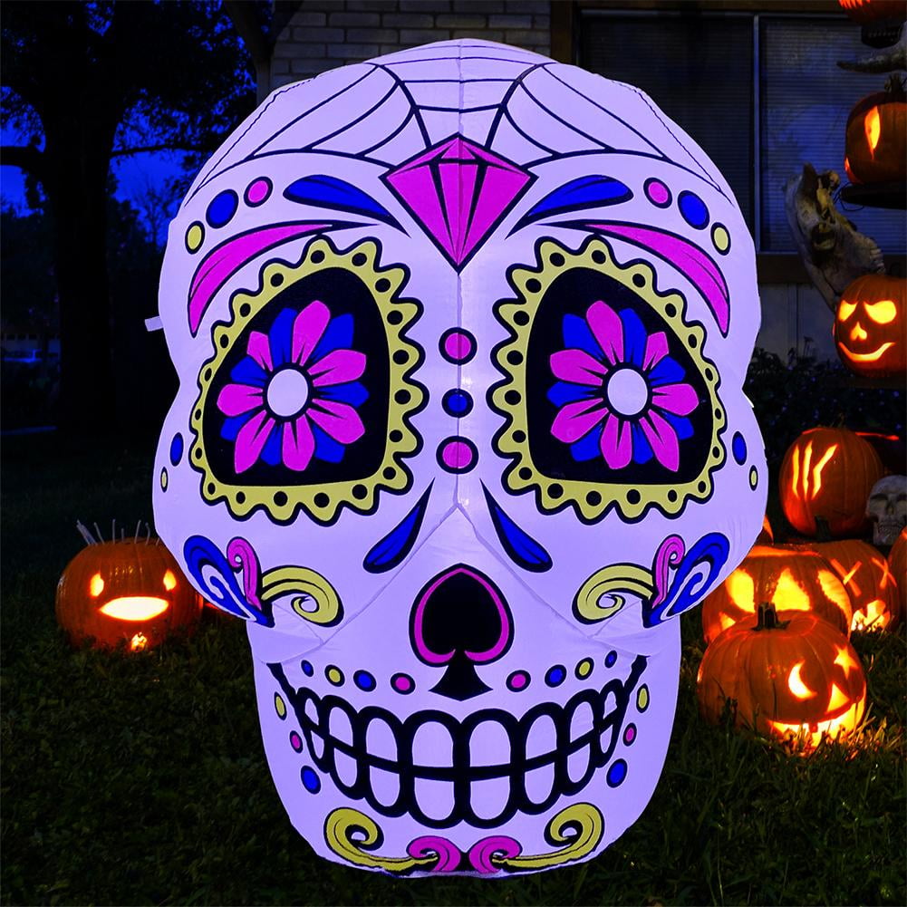 SEASONBLOW 4.5 Ft Inflatable Halloween Sugar Skull Decoration,LED Blow Up  Holiday Decor for Lawn Yard Garden Indoor Outdoor Home Party - Walmart.com
