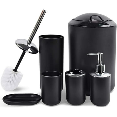 Cerbior 6 Plastic Bathroom Linen & Accessory Set, Black
