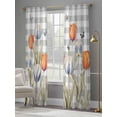 thumbnail image 4 of Orange Flower Sheer Curtains for Living Room Bedroom Blue Tulip Butterfly Watercolor Plaid Grey Sheer Curtains 84 Inch Long 2 Panels Set Light Filtering Curtain Window Treatments Drapes, 4 of 6