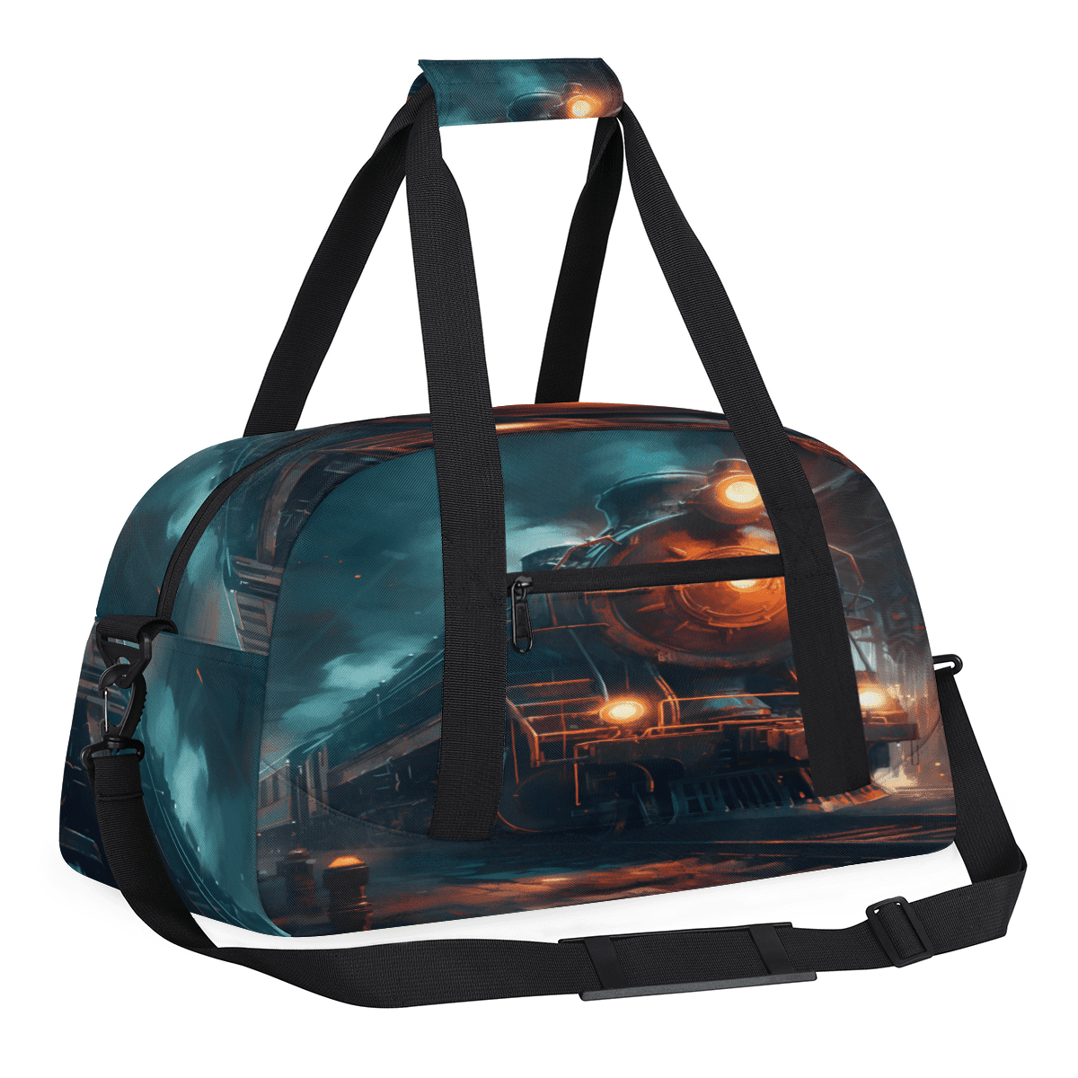 Herdesigns Steam Train Sports Duffle Bag for Women & Men, Vintage Train Gym Bag Dance Bag Overnight Bag Carry On Weekender Travel Bag