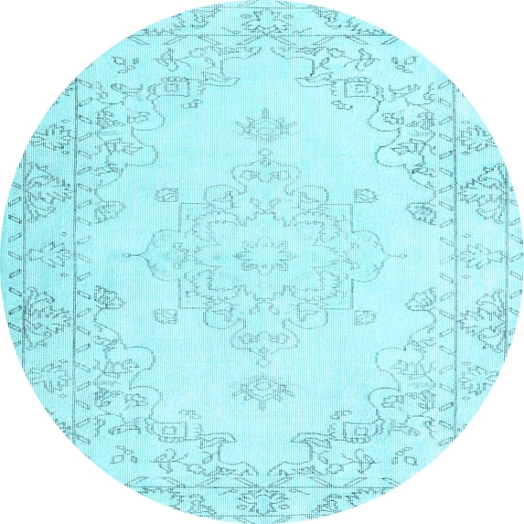 Ahgly Company Indoor Round Persian Light Blue Traditional Area Rugs, 7' Round