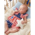 thumbnail image 5 of Loicainy Baby Toddler Girl 4th of July Clothes 6 12 18 24 Months 2T 3T 4T Star Stripe Print Flutter Sleeve Tank Tops and Ruffle Hem Shorts Summer Outfits Set, 5 of 9