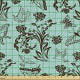 thumbnail image 2 of Floral Upholstery Fabric by the Yard, Nature as Birds Butterflies and Bouquet of Roses as Silhouette Form, Decorative Fabric for DIY and Home Accents, Pale Blue Brown by Ambesonne, 2 of 5