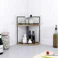 thumbnail image 6 of 2-Tier Bathroom Counter Organizer,Vanity Counter Corner Shelf, Skincare, Wood Countertop Bathroom Storage and Organization for Kitchen (Gold), 6 of 7