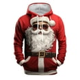 thumbnail image 2 of FAOWME Men's Christmas Hoodies With Pocket Long Sleeved Drawstring Santa Claus Printed Fashion Comfortable Sweatshirt Tops For Holiday Daily Wear Red L, 2 of 3