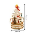 thumbnail image 3 of Outdoor Christmas Decorations Desktop Ornament Christmas Wooden Rotating Music Box: Christmas Tree Musical Box Christmas Table Top Decorative Crafts Wind Up Revolving Musical Music Box For All Age, 3 of 7