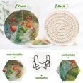 thumbnail image 6 of 6 Pcs Drink Coasters with Holder 3.94in Woven Coasters for Drinks Christmas Ornaments Watercolor Painting Coaster Set for Protection Table, 6 of 7