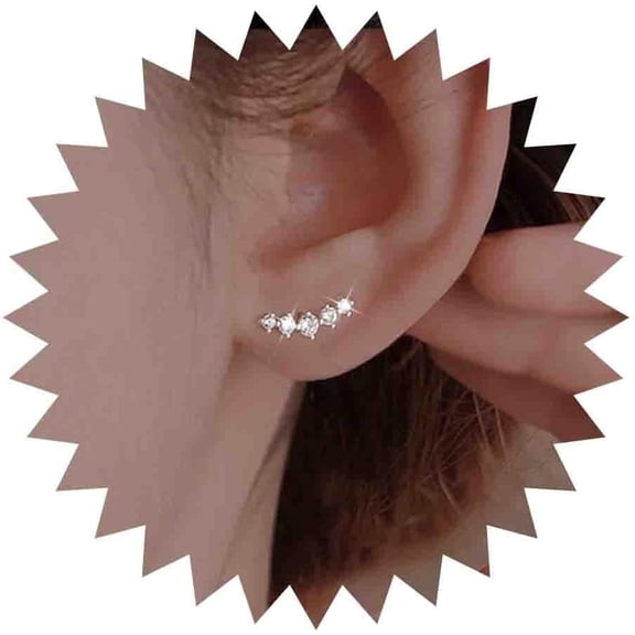 Boho Crystal Ear Crawler Earrings Cubic Zirconia Climber Earrings Silver Rhinestone Ear Climber Earrings CZ Climbing Earrings Crystal Post Studs Earrings Jewelry for Women