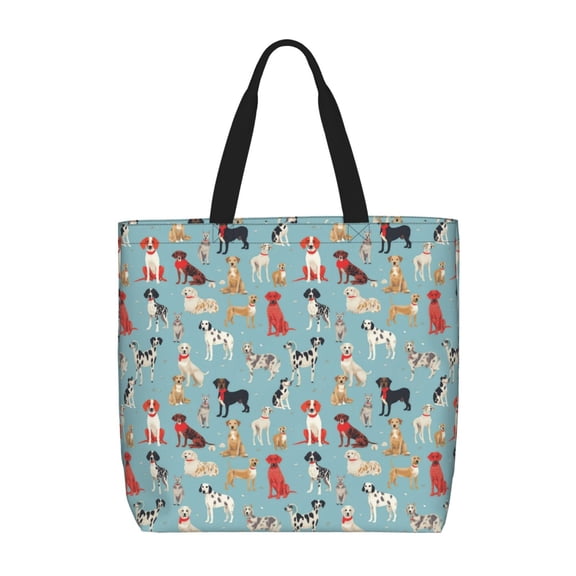 Hirioo Animal Dog for Tote Bag for Women, Quilted Shoulder Bag with Zipper, Large Capacity Handbags for Casual, Travel, Work