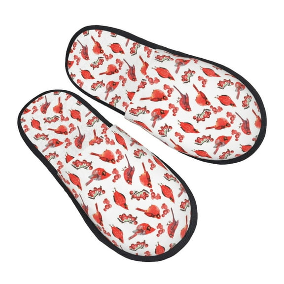 House Slippers for Women Men - Red Birds Lightweight House Shoes Fuzzy Slippers, Soft Slip-On Cozy House Slippers for Woman Indoor Outdoor