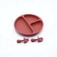 thumbnail image 1 of Silicona, portátil, flexible, plato para bebé, cuchara, tenedor, lavable, de mano, color sólido, vajilla segura, utensilios de cocina para recién nacidos, color caramelo Noticed BA000380-03, 1 of 7