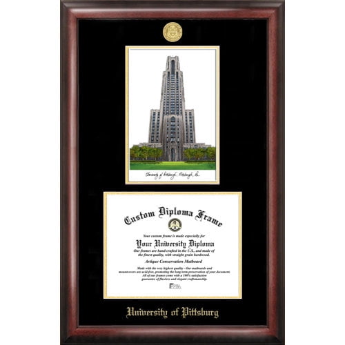 University of Alabama, Tuscaloosa 8.5" x 11" Gold Embossed Diploma Frame with Campus Images Lithograph