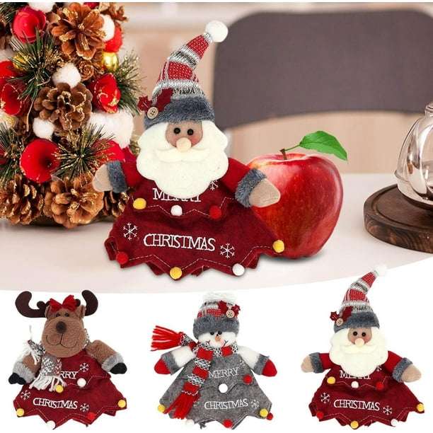 mfyjkho Bolsas de regalo navideñas de punto con diseño de muñeco de nieve y oso de Papá Noel, 9,8 x 5,1 pulgadas, tela, para regalos de fiesta, juego de 1