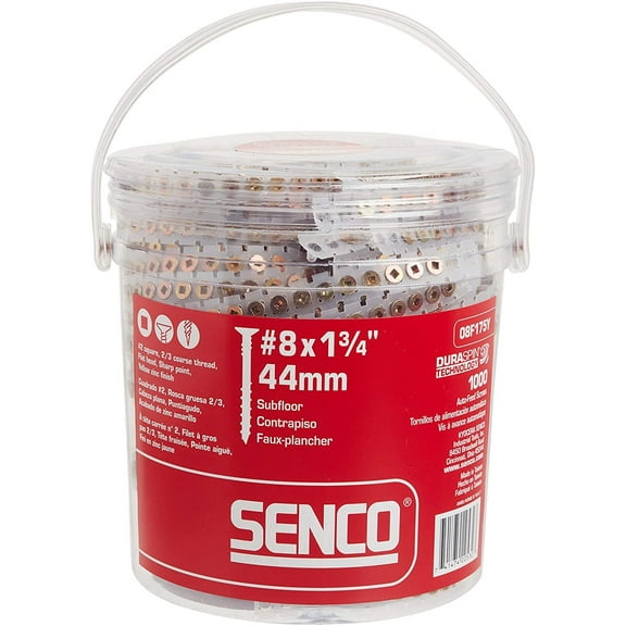 Senco 08F175Y Duraspin# 8 by 1-3/4" Flooring to Wood Collated Screw 1, 000per Box