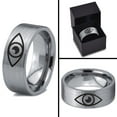 thumbnail image 4 of Tungsten Looking Seeing Eye Band Ring 8mm Men Women Comfort Fit Gray Flat Cut Brushed Polished, 4 of 4
