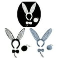 SeasonsTrading Gray Plush Sequin Bunny Ears Costume Set - Rabbit Party ...