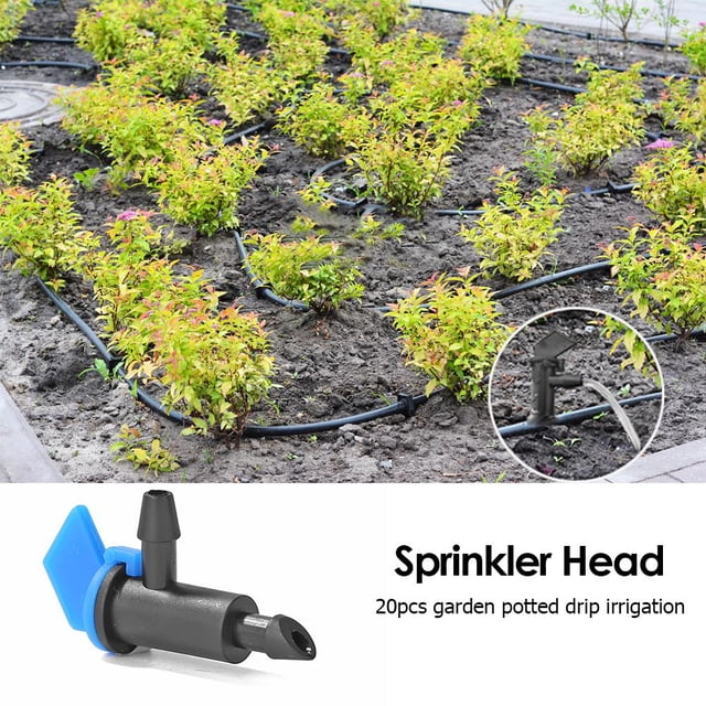 Cuentagotas De Agua De Riego Kit de gotero de agua de riego de cabezal de gota de 20 piezas para emisores de plantas (azul)