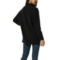 thumbnail image 3 of INSPIRE CHIC Women's Turtleneck Long Sleeve Spilt Hem Tunic Pullover Sweater M Black, 3 of 6