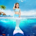 thumbnail image 2 of ibiyuan Kid Tail 3pcs Sparkly Girls Tankini Swimsuits Size 12 Bathing Suits Bikini Top Tankini with Shorts Fish Tail Set Swimwear,5-6 Years, 2 of 4