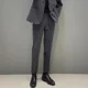 thumbnail image 3 of 9 Pantalones de traje masculino recortados con trenzas, pantalones de verano negros ajustados para hombre, nueva oferta de ropa, elegante formal 2024, estilo coreano, 3 of 4