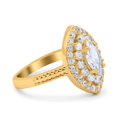 thumbnail image 2 of Yellow Tone, Simulated Cubic Zirconia Size-10 Marquise Vintage Art Deco Halo Wedding Engagement Bridal Ring 925 Sterling Silver, 2 of 7