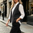 thumbnail image 4 of Atkumj Linen Vest Women Decorative Fake Pockets Stylish Button Front Vests Fashion Casual Solid Color Sleeveless Outerwear for Women XL, 4 of 5