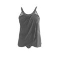 thumbnail image 6 of MGDXOX Women's Halter Neck Tankini Set Ruffled Layered Two Piece Swimsuit Tummy Control Solid Fashion Bathing Suit Gray L, 6 of 8