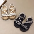 thumbnail image 4 of Toddler Girls Sandals Cute Casual Open Toe Soft Sole Summer Beach Sandals with Rhinestone Bow Decor 3-12 Years, 4 of 8
