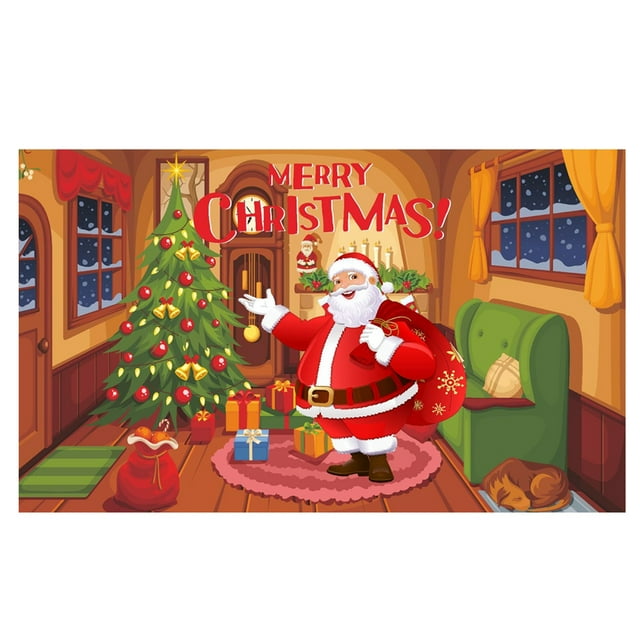 Decoración navideña Fondo rojo de Feliz Navidad Fondo de fotografía de árbol de Papá Noel de Navidad Cartel de pancarta navideña para decoraciones navideñas de invierno y Año Nuevo Suministros