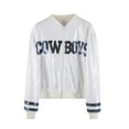 thumbnail image 4 of Light Jackets for Women Trendy Sequin Cheerleader Baseball Printed Casual Lightweight Fall Winter Women'S Coats,White,One Size, 4 of 5