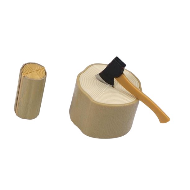 Set de hacha y estaca de madera a escala 1:12. Accesorios de jardín. Set de regalo para micro paisajes. Marrón claro