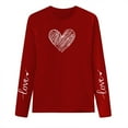 thumbnail image 5 of mihongmao Valentine Tops for Women Long-Sleeved Round Neck Pullover Casual Printed Fashion Top T-Shirt Red 2X, 5 of 5
