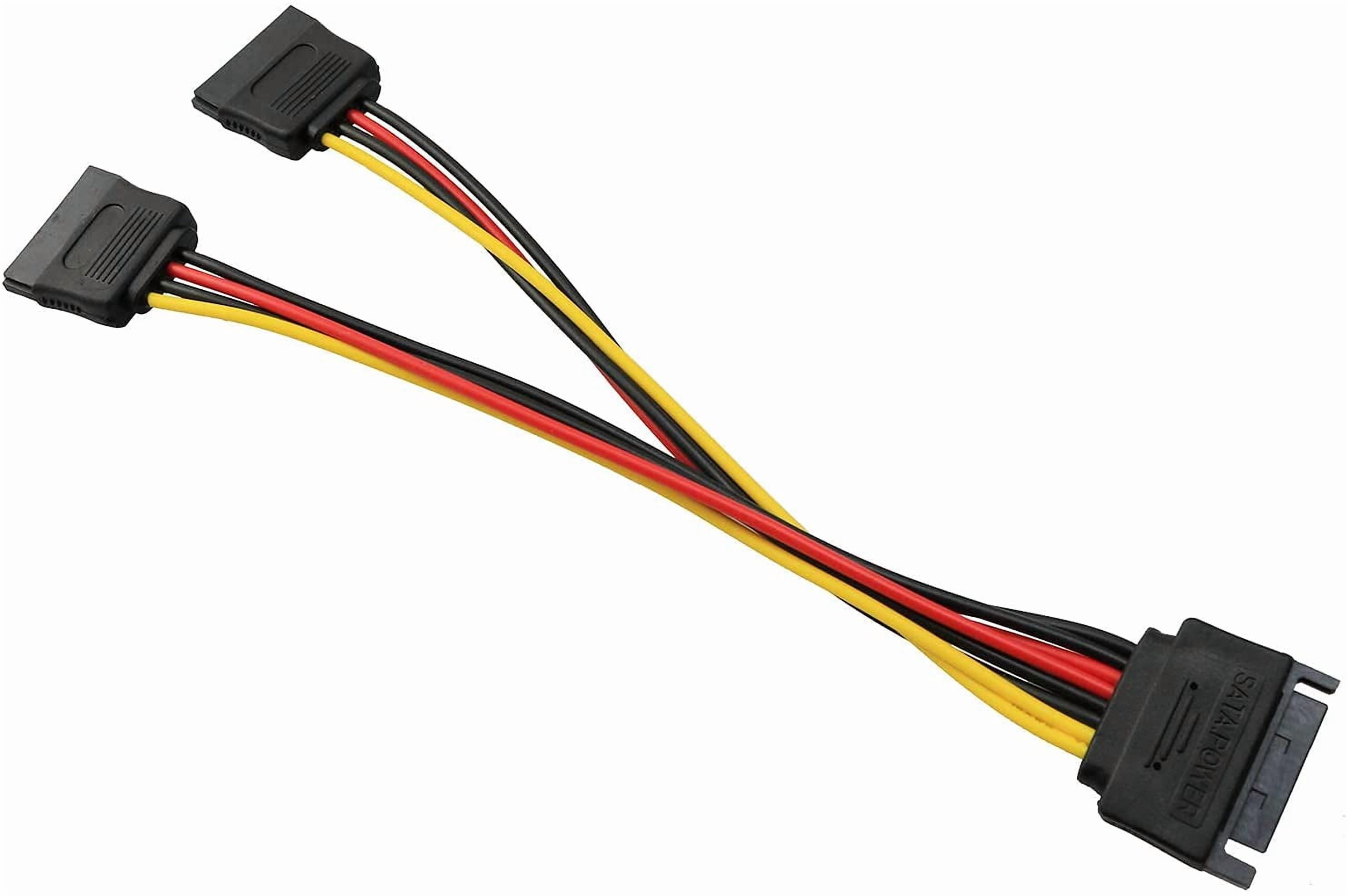 HRTGFD-SATA Power Extension Cable 5PCS 20cm SATA Power 15-Pin Male to 2 x 15P Female Y Splitter Cable Adapter