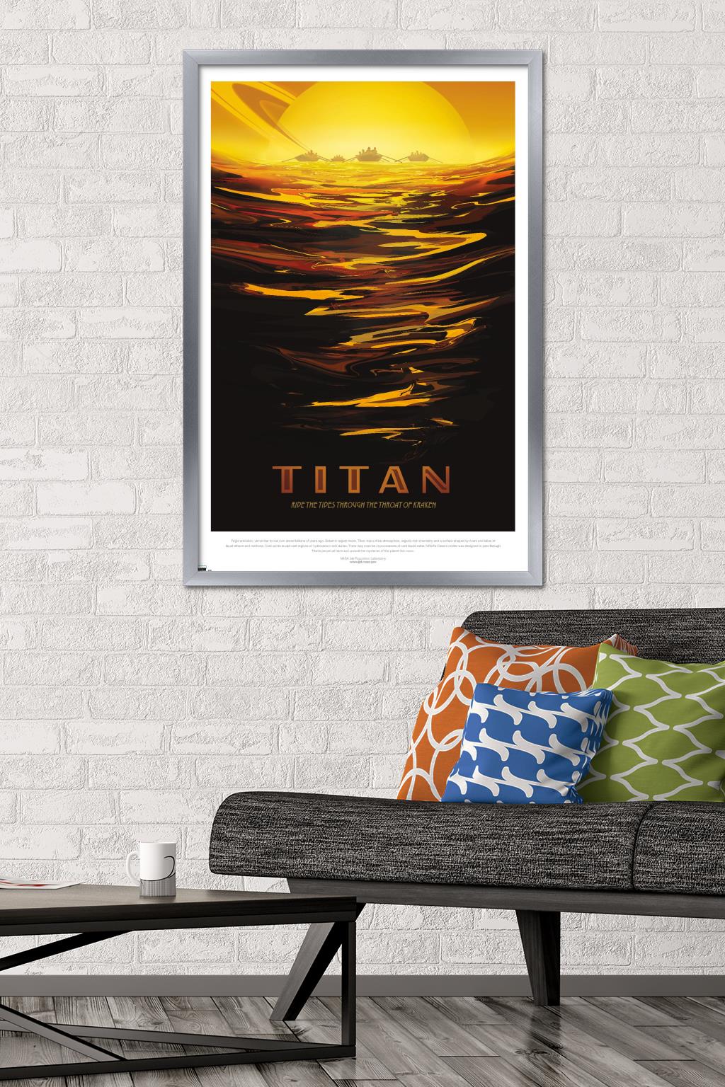NASA - Titan Travel Poster Wall Poster, 22.375" x 34" Framed