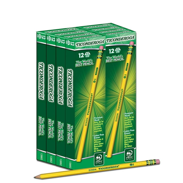 Ticonderoga Classic Yellow No 2 Pencils, Pre Sharpened Pencils, 96 Ct