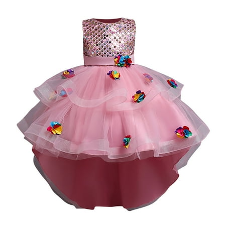 

Summer Savings Clearance 2023! loopsun Children Dress Girl Long Sleeve Girl Princess Dress Long Dress Pink 11-12 Years