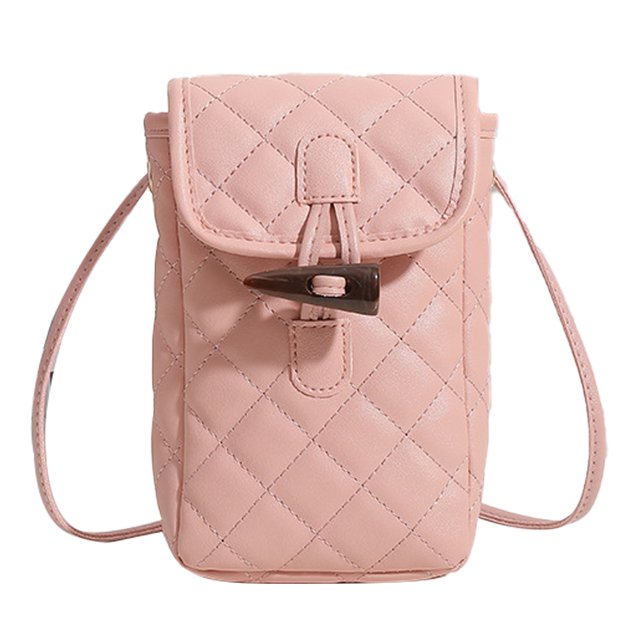 Hukapapa Mini bolso para teléfono bordado con timbre, bolso cruzado con hebilla de cuerno, bolso de un solo hombro, color rosa