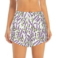 thumbnail image 2 of Sigee Lavender Flowers for Women's Athletic Shorts High Waisted Running Shorts Pocket Sporty Short Gym Elastic Workout ShortsMedium, 2 of 9