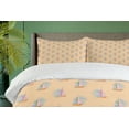 thumbnail image 4 of Ambesonne Cartoon Duvet Cover Sets, Funny Hippos Boat Sailing, 2-King, Peach Pale Pink, 4 of 7