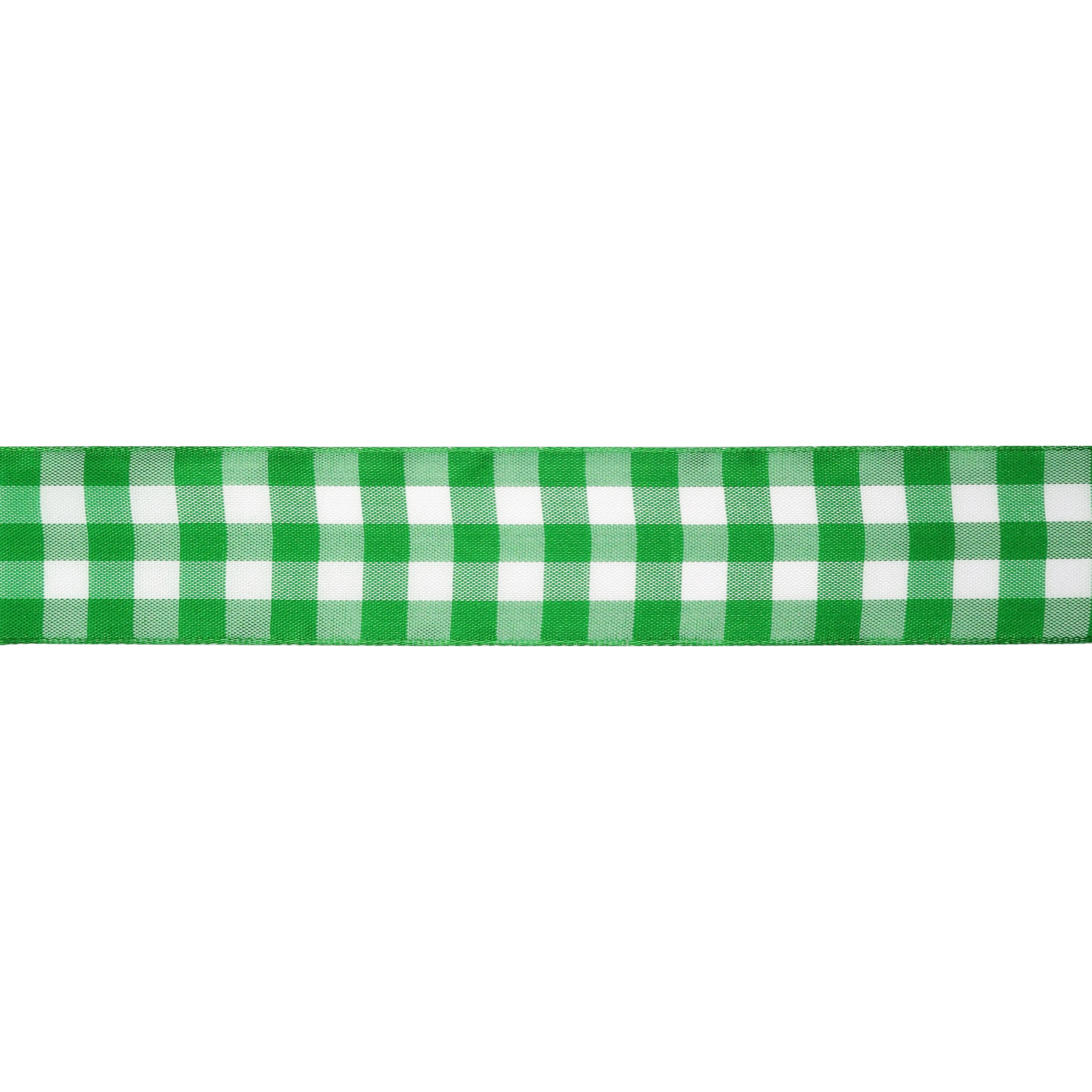 1.5" x 3yd. Green Wired Checkered Ribbon by Celebrate It – Woven Selvage Edge - Ideal for Gift Wrapping - Crafts & Seasonal Decor - 12 Pack