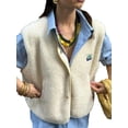 thumbnail image 3 of Womens Fleece Sleeveless Jacket Warm Outerwear with Pockets Cream White M, 3 of 8