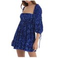 thumbnail image 1 of Robe d'Été pour Femmes 2024 Mode Grande Taille Solide Paillettes Décontractée Fête Danse Manches Courtes Robe 50 % de Réduction Liquidation!, 1 of 6