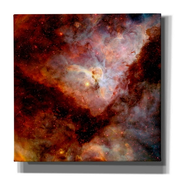 Epic Graffiti  "Dark Nebulae" Hubble Space Telescope Giclee Canvas Wall Art - Red 18" x 18"