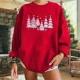 thumbnail image 6 of Towmus Plus Size Christmas Sweatshirt for Women Cute Long Sleeve Pink Christmas Tree Printed Fall Winter Pullover Tops, 6 of 6