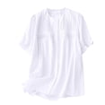 thumbnail image 1 of Mrat Cute Tunic Shirt Chemise à Col Rond en Coton et Lin pour Femmes, Décontractée, Polyvalente, à Manches Courtes, Tunique, S-16 Blanc TTG, 1 of 5