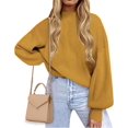 thumbnail image 3 of Mujer 2023 Otoño Moda Cuello Alto Manga Larga Linterna Suéteres De Gran Tamaño Suéter De Punto Suelto Tops, 3 of 5